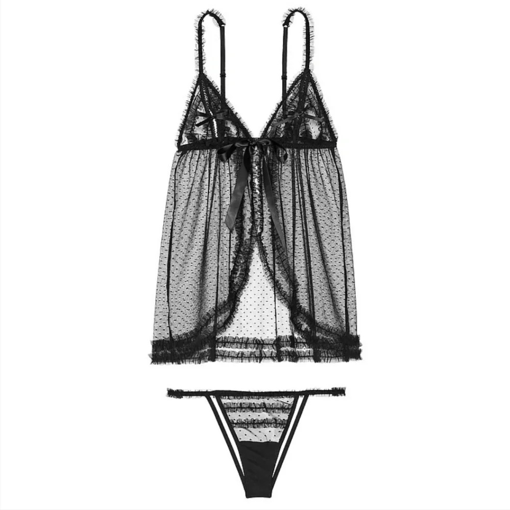 🖤🩶 VICTORIA'S SECRET Mesh Peekaboo Babydoll Set 🩶🖤
